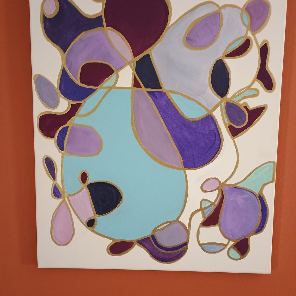 Abstract Canvas Art with Gold Accents